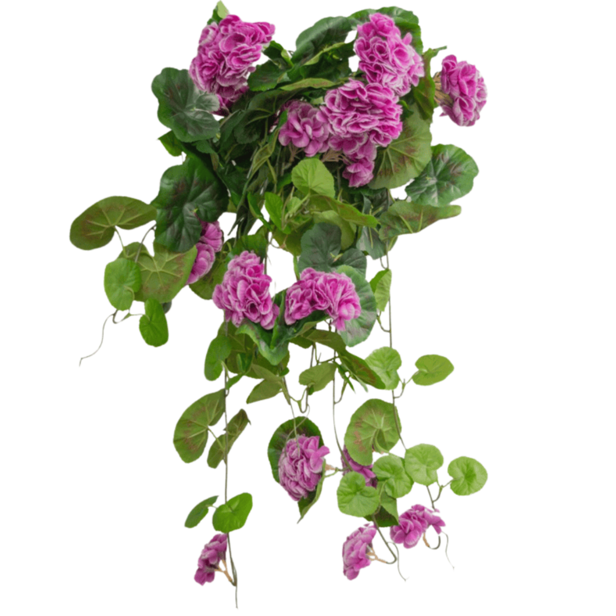 HOMESCAPES Witte, oranje en roze kunstmatige hangmand, grote levensechte hangplant voor binnen en buiten, decoratie hangende bloemen in bruine rieten pot met metalen ketting en haak 85 cm lang