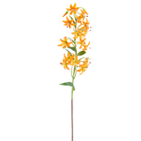 Een enkele stengel van de oranje Kunstbloem Lelie, 82 cm, met oranje bloemen en bruine vlekjes.
