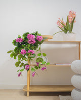 Kunst hangplant Geranium 75 cm paars