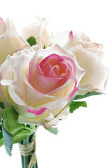 Kunstrozenboeket 7 Rozen Real Touch Crème/Roze 30 cm