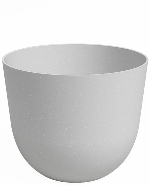 De Plantenbak Havanna Ø30cm x H25cm is een effen, lichtgrijze, ronde bloempot met een gladde matte afwerking, tegen een witte achtergrond.