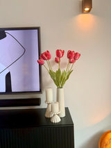Zijden kunstbloemen boeket Franse Tulp rood