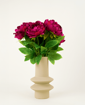 Zijden kunstbloemen boeket Peony Aubergine