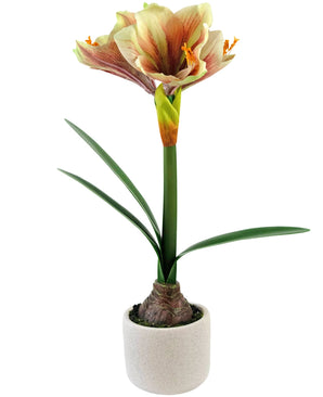 Kunstbloem Amaryllis Real Touch Rood/geel 48 cm