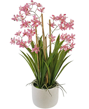 Kunstplant Mini Cymbidium Real Touch 58 cm roze