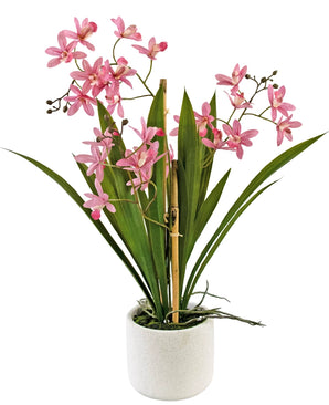 Kunstplant Mini Cymbidium Real Touch 45 cm roze