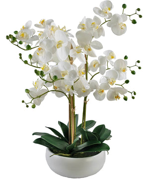 Kunst Orchidee Real Touch 50 cm wit in pot wit