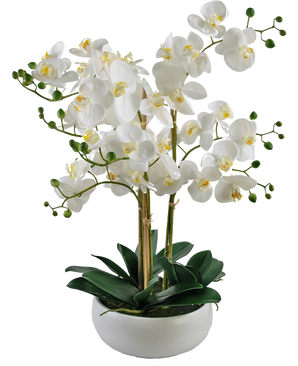 Kunst Orchidee Real Touch 50 cm wit in pot wit