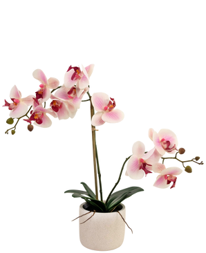 Kunst Orchidee Real Touch 30 cm roze/wit