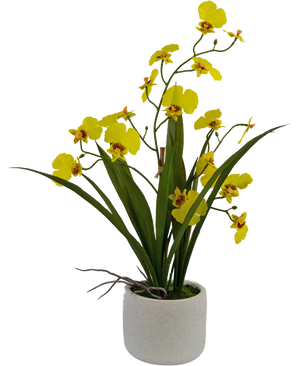 Kunst Oncidium Real Touch 48 cm geel