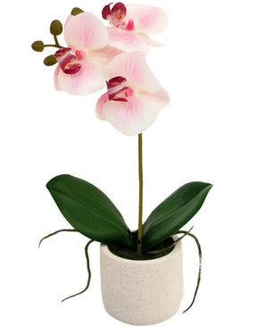 Kunst Orchidee Real Touch 30 cm roze/wit