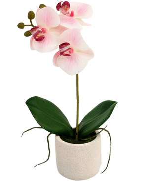 Kunst Orchidee Real Touch 30 cm roze/wit