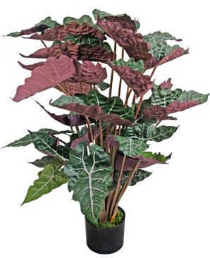 Kunstplant Alocasia 100 cm groen/rood