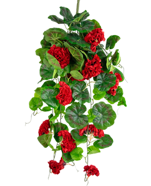 Kunst hangplant Geranium 75 cm rood