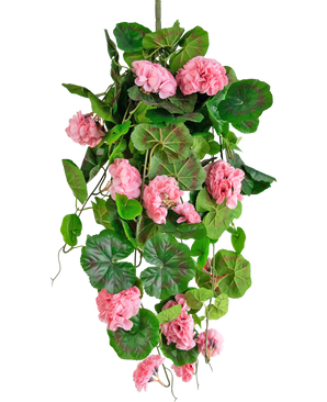 Kunst hangplant Geranium 75 cm roze