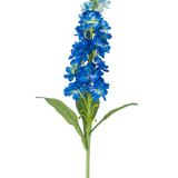 De Kunstbloem Violier 78 cm blauw is een enkele kunstblauwe bloemstengel met meerdere levendige bloesems en groene bladeren, perfect voor decoratie.