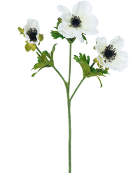 Kunstbloem Anemoon vertakt 56 cm wit