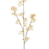 Een enkele stengel van Kunstbloem Gypso, 106 cm, crème/bruin, met kleine, sierlijke crème- en bruine bloemetjes die zich vertakken, afgezette op een witte achtergrond.
