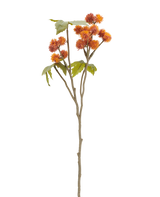 Kunstbloem Ricinus 43 cm, oudoranje kunsttak met stekelige, gedempte oranje bloemtrossen en groene bladeren.