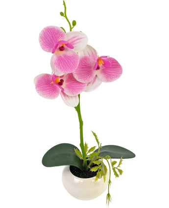 Kunst Orchidee 28 cm wit/roze in pot