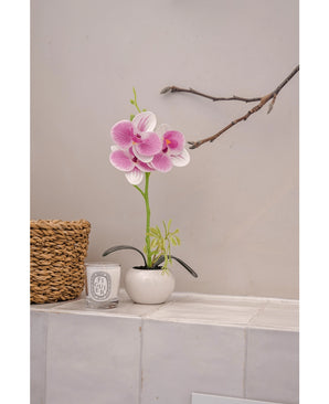 Kunst Orchidee 28 cm wit/roze in pot