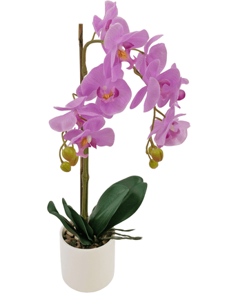 Kunst Orchidee 52 cm lila in witte pot