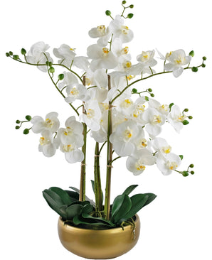 Kunst Orchidee Real Touch 50 cm wit in pot goud