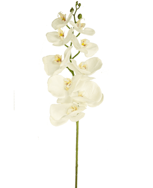 Kunst Orchidee Real Touch Deluxe 105 cm wit/geel