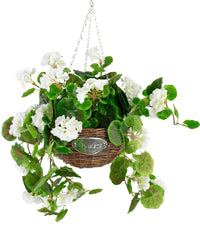 Kunst begonia Wit in Mand UV 70cm