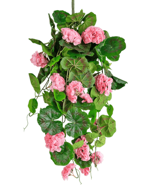 Kunst hangplant Geranium 75 cm roze