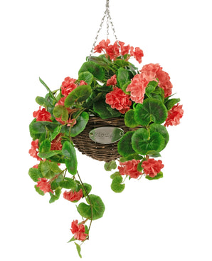 Kunstbegonia roze in mand UV 70cm