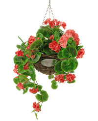 Kunstbegonia roze in mand UV 70cm