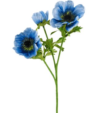 Kunstbloem Anemone dubbel 56 cm blauw