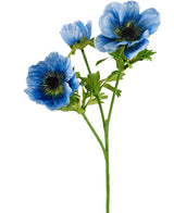 Kunstbloem Anemone dubbel 56 cm blauw