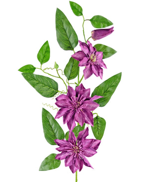 Kunstbloem Clematis groot 81 cm paars