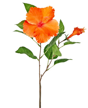 Kunstbloem Hibiscus 64 cm oranje