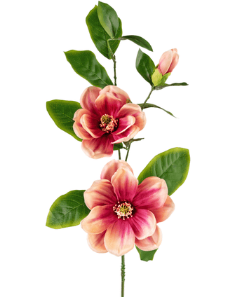 Kunstbloem Magnolia 82 cm roze/wit