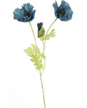 Kunstbloem Poppy 73 cm donker blauw