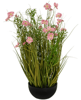 Kunstgras roze Gesang Bloem uiengraspot 56cm brandvertragend