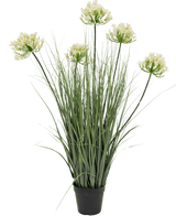 Kunstgras witte Agapanthus uiengraspot 90cm brandvertragend