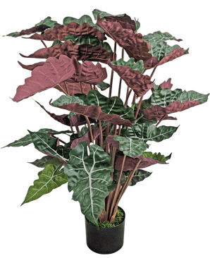 Kunstplant Alocasia 100 cm groen/rood