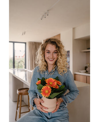 Kunstplant Gerbera 28 cm oranje