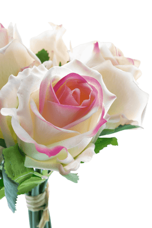 Kunstrozenboeket 7 Rozen Real Touch Crème/Roze 30 cm