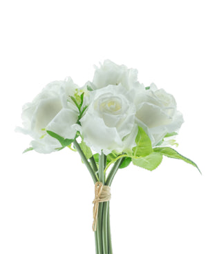 Kunstrozenboeket 7 Rozen Real Touch Wit 30 cm