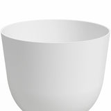 De Plantenbak Havanna Ø40cm x H33cm is een effen, witte, ronde bloempot met gladde oppervlakken en zonder zichtbare patronen, getoond vanuit een lichte hoek tegen een witte achtergrond.