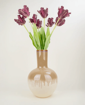 Zijden kunstbloemen boeket Franse Parkiet Tulp paars