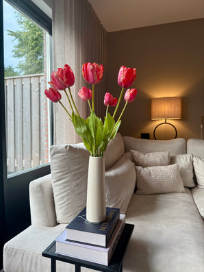 Zijden kunstbloemen boeket Franse Tulp rood