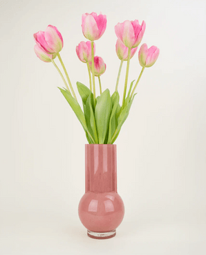 Zijden kunstbloemen boeket Franse Tulp roze