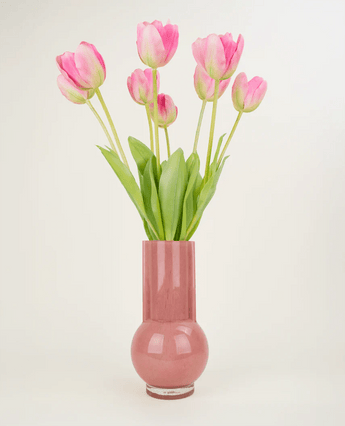 Zijden kunstbloemen boeket Franse Tulp roze