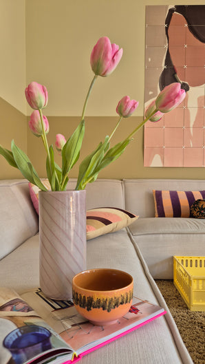 Zijden kunstbloemen boeket Franse Tulp roze